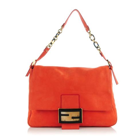 FENDI Nubuck Big Forever Mama Baguette Orange